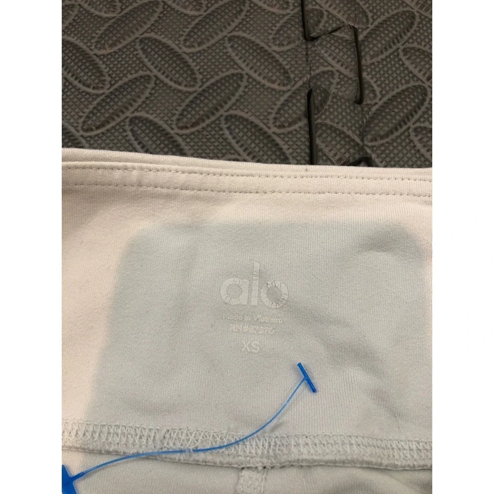 Alo Yoga Moto Leggings Womens XS White Ribbed Mesh Paneled Activewear Leggings